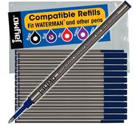 Jaymo Replacement for Waterman 540961 - Measures 4.3 in / 109 mm Long - Rollerball Pen Refill - 24 Blue