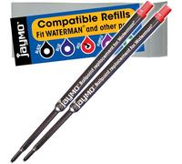 Jaymo Replacement for Waterman 834254/834264 - Measures 4.4 in / 112 mm Long - Ballpoint Pen Refill - 2 Red