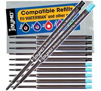 Jaymo Replacement for Waterman 834254/834264 - Measures 4.4 in / 112 mm Long - Ballpoint Pen Refill - 6 Black + 6 Blue