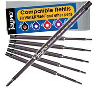 Jaymo Replacement for Waterman 834254 - Measures 4.4 in / 112 mm Long - Ballpoint Pen Refill - 6 Black