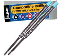 Jaymo Replacement for Waterman 834264 - Measures 4.4 in / 112 mm Long - Ballpoint Pen Refill - 2 Blue