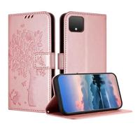 JayModCase Case Compatible with Google Pixel 4, PU Leather Flip Folio Wallet Case with Card Holder Kickstand Magnetic Closure cover for Google 4 - Rose Gold