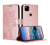 JayModCase Case Compatible with Google Pixel 4A, PU Leather Flip Folio Wallet Case with Card Holder Kickstand Magnetic Closure cover for Google 4A - Rose Gold
