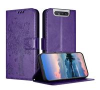 JayModCase Case Compatible with Samsung Galaxy A80 / A90, PU Leather Flip Folio Wallet Case with Card Holder Kickstand Magnetic Closure cover for Samsung A80 - Ink Purple