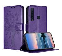 JayModCase Case Compatible with Samsung Galaxy A9 2018, PU Leather Flip Folio Wallet Case with Card Holder Kickstand Magnetic Closure cover for Samsung A9 2018 - Ink Purple