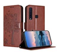 JayModCase Case Compatible with Samsung Galaxy A9 2018, PU Leather Flip Folio Wallet Case with Card Holder Kickstand Magnetic Closure cover for Samsung A9 2018 - Brown
