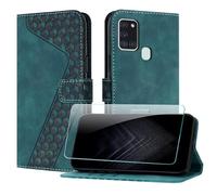 JayModCase Case for Samsung Galaxy A21s with Screen Protector, Flip Wallet PU for Galaxy A21s cover [Card Holder] [Magnetic Closure] [Kickstand] 360 Shockproof Protective Case - Green