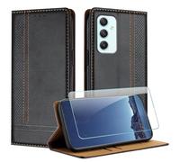 JayModCase Case for Samsung Galaxy A35 5G with 1 Pack Screen Protector, PU Leather Flip Magnetic Buckle Wallet Cover with Card Slots Kickstand Compatible with Samsung A35 5G - Black