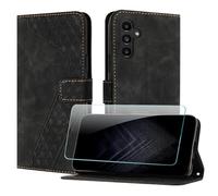 JayModCase Case for Samsung Galaxy A35 5G with Screen Protector, Flip Wallet PU for Galaxy A35 5G cover [Card Holder] [Magnetic Closure] [Kickstand] 360 Shockproof Protective Case - Black