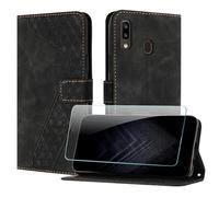 JayModCase Case for Samsung Galaxy A40 with Screen Protector, Flip Wallet PU for Galaxy A40 cover [Card Holder] [Magnetic Closure] [Kickstand] 360 Shockproof Protective Case - Black