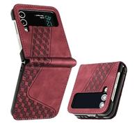 JayModCase Case for Samsung Galaxy Z Flip 3 5G with Screen Protector, Flip Wallet PU for Galaxy Z Flip 3 5G cover [Card Holder] [Magnetic Closure] [Kickstand] 360 Shockproof Protective Case - Red