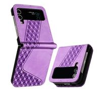 JayModCase Case for Samsung Galaxy Z Flip 4 with Screen Protector, Flip Wallet PU for Galaxy Z Flip 4 cover [Card Holder] [Magnetic Closure] [Kickstand] 360 Shockproof Protective Case - Purple