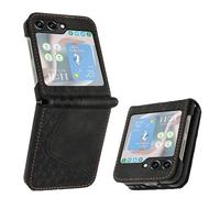 JayModCase Case for Samsung Galaxy Z Flip 5 with Screen Protector, Flip Wallet PU for Galaxy Z Flip 5 cover [Card Holder] [Magnetic Closure] [Kickstand] 360 Shockproof Protective Case - Black