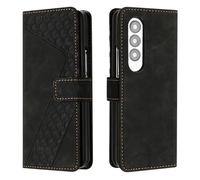 JayModCase Case for Samsung Galaxy Z Fold 3 with Screen Protector, Flip Wallet PU for Galaxy Z Fold 3 cover [Card Holder] [Magnetic Closure] [Kickstand] 360 Shockproof Protective Case - Black