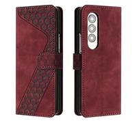 JayModCase Case for Samsung Galaxy Z Fold 4 with Screen Protector, Flip Wallet PU for Galaxy Z Fold 4 cover [Card Holder] [Magnetic Closure] [Kickstand] 360 Shockproof Protective Case - Red