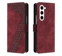 JayModCase Case for Samsung Galaxy Z Fold 5 with Screen Protector, Flip Wallet PU for Galaxy Z Fold 5 cover [Card Holder] [Magnetic Closure] [Kickstand] 360 Shockproof Protective Case - Red