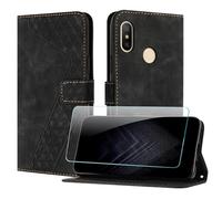JayModCase Case for Xiaomi Redmi 6 Pro/mi A2 Lite with Screen Protector, Flip Wallet PU for Xiaomi A2 Lite cover [Card Holder] [Magnetic Closure] [Kickstand] 360 Shockproof Protective Case - Black
