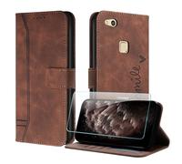 JayModCase Compatible with Huawei P10 Lite Case, Premium Leather Flip Wallet Cover with [1 Screen Protector] Card Holder Magnetic Closure Stand Function for Huawei P10 Lite (Brown)