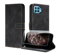 JayModCase Compatible with OPPO A93 4G/F17 Pro/Reno 4 F/Reno 4 Lite Case, Leather Flip Wallet Cover with [1 Screen Protector] Card Holder Magnetic Closure Stand Function for OPPO Reno 4 F (Black)