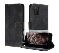 JayModCase Compatible with Samsung Galaxy A02S Case, Premium Leather Flip Wallet Cover with [1 Screen Protector] Card Holder Magnetic Closure Stand Function for Galaxy A02S (Black)