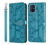 JayModCase Compatible with Samsung Galaxy A51 4G / M40S 4G Case, PU Leather Flip Wallet Case Cover with Card Slots and Stand Function - Shockproof and Magnetic Closure - TPU Inner Shell (Lake Blue)