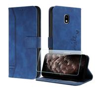 JayModCase Compatible with Samsung Galaxy J330/J3 2017/J3 Pro Case, Premium Leather Flip Wallet Cover with [1 Screen Protector] Card Holder Magnetic Closure Stand Function for Galaxy J3 2017 (Blue)