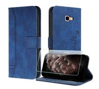 JayModCase Compatible with Samsung Galaxy J4 Plus Case, Premium Leather Flip Wallet Cover with [1 Screen Protector] Card Holder Magnetic Closure Stand Function for Galaxy J4 Plus (Blue)