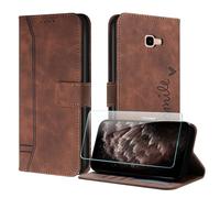 JayModCase Compatible with Samsung Galaxy J4 Plus Case, Premium Leather Flip Wallet Cover with [1 Screen Protector] Card Holder Magnetic Closure Stand Function for Galaxy J4 Plus (Brown)