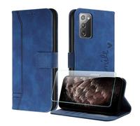 JayModCase Compatible with Samsung Galaxy Note 20 Case, Premium Leather Flip Wallet Cover with [1 Screen Protector] Card Holder Magnetic Closure Stand Function for Galaxy Note 20 (Blue)
