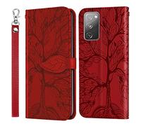 JayModCase Compatible with Samsung Galaxy S20 FE 5G / S20 Fan Edition / S20 Lite Case, PU Leather Flip Wallet Case Cover with Card Slots and Stand Function - Shockproof and Magnetic Closure (Red)