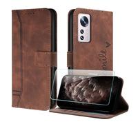 JayModCase Compatible with Xiaomi mi 12 Lite Case, Premium Leather Flip Wallet Cover with [1 Screen Protector] Card Holder Magnetic Closure Stand Function for mi 12 Lite (Brown)