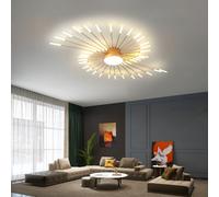 JAYMP Ceiling Light Modern Flower Shape Ceiling Lamp for Living Room Dining Room Flush Mount Metal Acrylic Sputnik Firework Petal LED Lighting Fixture (Matte Gold, 42+1 Lights)