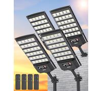 JAYNLT Outdoor Solar Lights, IP66 Waterproof, 7000k Dusk to Dawn Solar Floodlight Security Lights with Motion Sensor and Remote Control for Yard, Garage, Street - 4-Pack