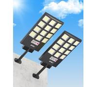 JAYNLT Solar Lights for Outside, 5 Lighting Modes Solar Flood Security Light with Motion Sensor & Dusk to Dawn&Remote, 6500K Street Lamps for Yard Garden,Shop - 2PACK