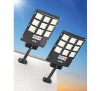 JAYNLT Solar Lights for Outside, 5 Lighting Modes Solar Flood Security Light with Motion Sensor & Dusk to Dawn&Remote, 6500K Street Lamps for Backyard, Garage, Garden(2 Pack)