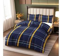 Jaynovex77 Gingham Reversible Double Duvet Cover Sets BeddingBlue 200x200cm