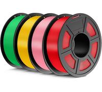 JAYO PLA 3D Printer Filament 1.75mm, Dimensional Accuracy +/- 0.02mm, Neatly Wound, 1.1KG Spool, 4 Individual Vacuum Packs, 4.4KG Total, Red+Green+Yellow+Pink