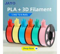 JAYO PLA + Filament 5/6 Rolls 1.75MM PLA Plus 3D Printer Filament 1.1KG/roll For FDM Neatly Wound Coloful 3D Printing Material PLA P C-Red 5 Roll