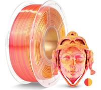 JAYO Silk Dual Color PL 3D Printer Filament 1.75mm, Red-Gold Gradient 1.1KG Spool, High Gloss Shiny Finish, Layer Concealing, Easy to Print for Most FDM 3D Printers