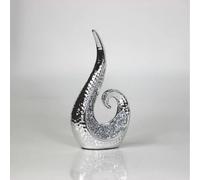JAYOGLA 24cm Elegant Resin Silver Swirl Sculpture with Diamante Accents - Bling Decorative Ornament for Home Décor