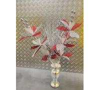 JAYOGLA Artificial Bloomer Flower Ornament Glitter Flowers for vase home decoration, Bunch Of Artificial Flowers (Silver With Red)