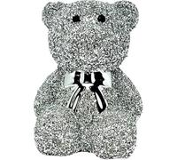 JAYOGLA Crushed Diamond Silver Shine Teddy Bear Ornament, 18cm, Sparkle Bling For Home and Office Decoration amd Birthday Gift