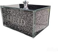 JAYOGLA Crushed Diamond Silver Sparkle Large Crystal Mirrored Bread Bin Container 25cm Black