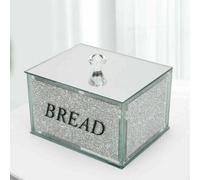 JAYOGLA Crystal Filled Mirrored Bread Bin Glass Box Jar Kitchen Dining Storage Kitchen Container, Sparkly Glitter Crushed Diamond Crystal Stylish And Attractive Design Present, Home Decor (XXL WHITE)
