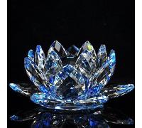 JAYOGLA Crystal Glass Lotus Flower Ornaments Are Exquisite Decorative Items That Showcase The Beauty And Elegance Of Lotus Flowers Wonderful Addition To Any Decor (BLUE LOTUS)