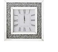 JAYOGLA Loose Diamante Silent Wall Clock Elegant Luxury Diamond Crystal Mirror Crushed Jewel Roman Wall Clock Silent For Home Office Living Room Bedroom Decoration-35X35cm Silver