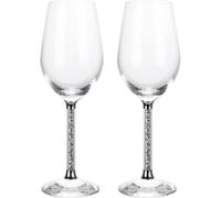 JAYOGLA Luxury Wine Glasses Set of 2 - Elegant Crystal Stemware Embellished with Swarovski Crystals, Sparkling Drinkware Pair for Wedding, Anniversary, Celebration & Gift