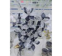 JAYOGLA New Silver and Black Artificial Glitter Flower Bouquet, Silk Flowers, Sparkly Home Décor Arrangement 35cm