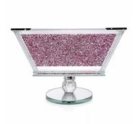 JAYOGLA Pink Crushed Diamond Glass Fruit Bowl Sparkle Crystal Pedestal Serving Bowl for Dining Table, Kitchen & Home Décor - (30x26x26 cm)