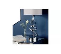 JAYOGLA Sculptural Swirl Table Light Statuesque and Sophisticated A Statement Piece for Any Room This Table Lamp Packs A Punch in Any Space Cool Chrome Elegant Swirls Soft Velvet Grey, JY404